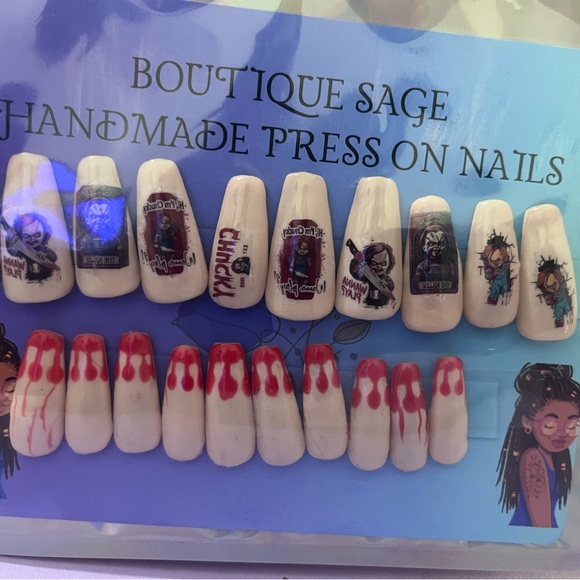 Handmade  Chucky Press On Nails with Graphic Designs - Picture 8 of 8